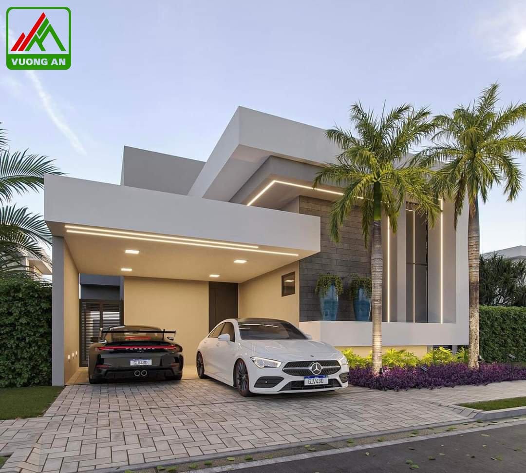 Nhà cấp 4 hiện đại: Phong cách tối giản, không gian mở, nhiều ánh sáng.
