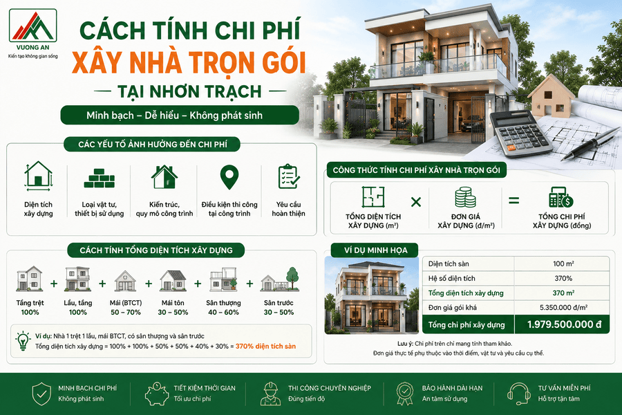 Cách Tính Chi Phí Xây Nhà Trọn Gói Tại Nhơn Trạch