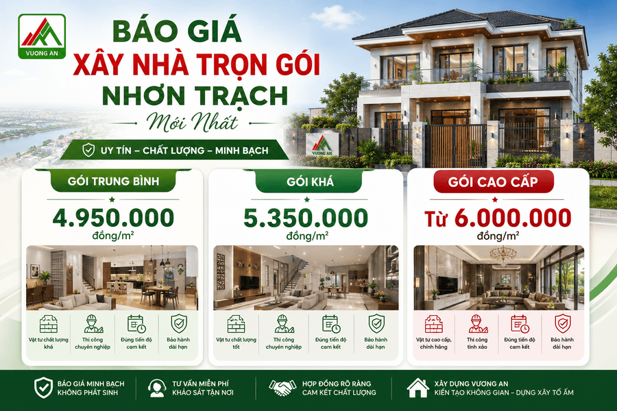 Báo Giá Xây Nhà Trọn Gói Nhơn Trạch Mới Nhất